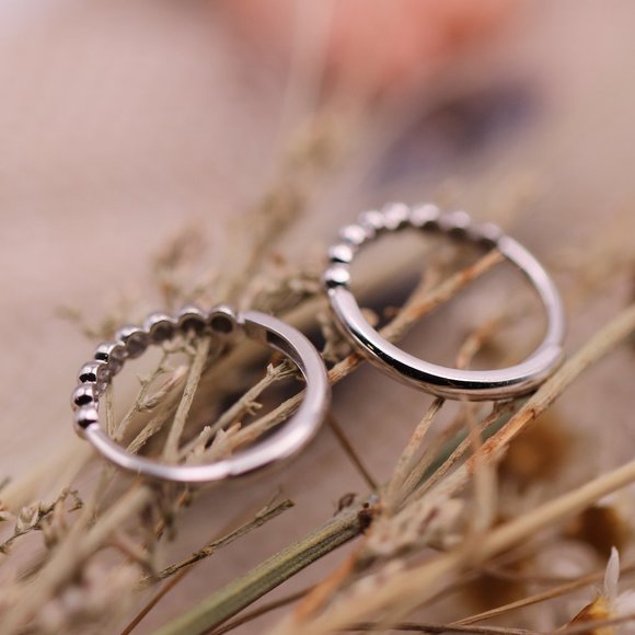 14K Solid Yellow Gold "the Simple Things" Beaded Hoop Earrings - Picture 4 of 6